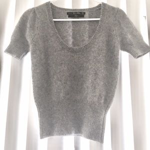 ZARA Short sleeve Grey Knit angora S